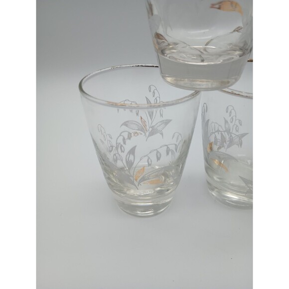 7 Vtg Libbey Lily Of The Valley Juice Glasses 6 Oz Gold Rim - Picture 5 of 10
